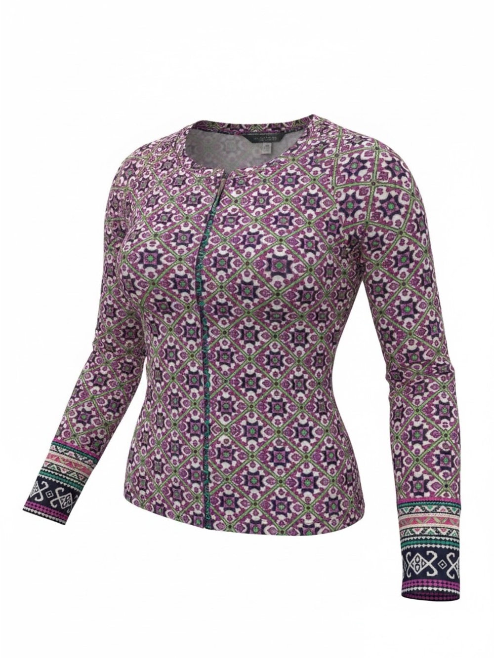 Nanette Lepore Purple Pink Green Printed Swim Zip Coverup New with tags